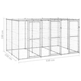 Outdoor Dog Kennel Galvanised Steel with Roof 7.26 m² - Rear View
