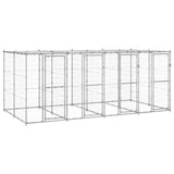 Outdoor Dog Kennel Galvanised Steel with Roof 9.68 m?