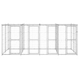 Outdoor Dog Kennel Galvanised Steel with Roof 9.68 m² - Front View