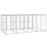 Outdoor Dog Kennel Galvanised Steel with Roof 9.68 m?