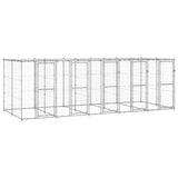 Outdoor Dog Kennel Galvanised Steel with Roof 12.1 m?