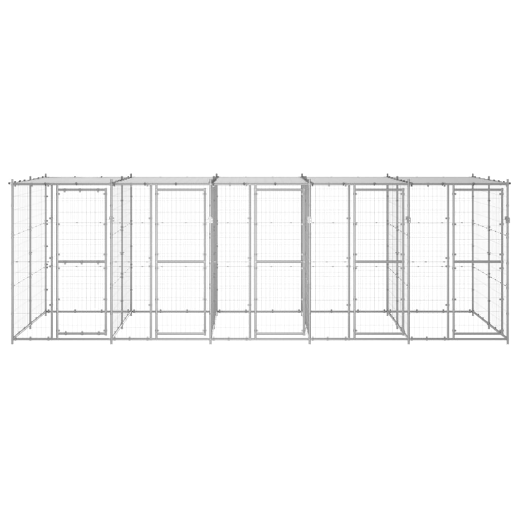 Outdoor Dog Kennel Galvanised Steel with Roof 12.1 m?