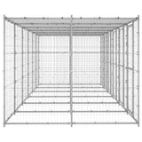 Outdoor Dog Kennel Galvanised Steel with Roof 14.52 m² - Side View