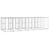 Outdoor Dog Kennel Galvanised Steel with Roof 14.52 m?