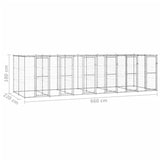 Outdoor Dog Kennel Galvanised Steel with Roof 14.52 m?