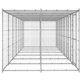 Outdoor Dog Kennel Galvanised Steel with Roof 16.94 m² - Side View