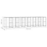 Outdoor Dog Kennel Galvanised Steel with Roof 16.94 m?