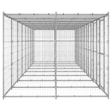Outdoor Dog Kennel Galvanised Steel with Roof 19.36 m² - Side View