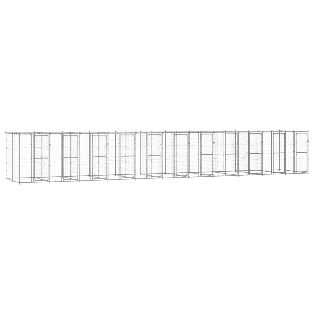 Outdoor Dog Kennel Galvanised Steel with Roof 26.62 m?