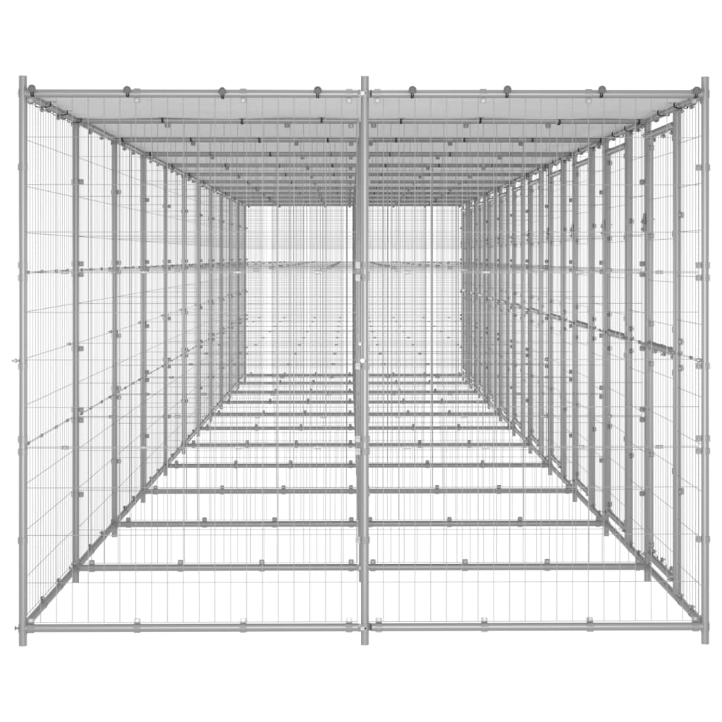 Outdoor Dog Kennel Galvanised Steel with Roof 26.62 m?
