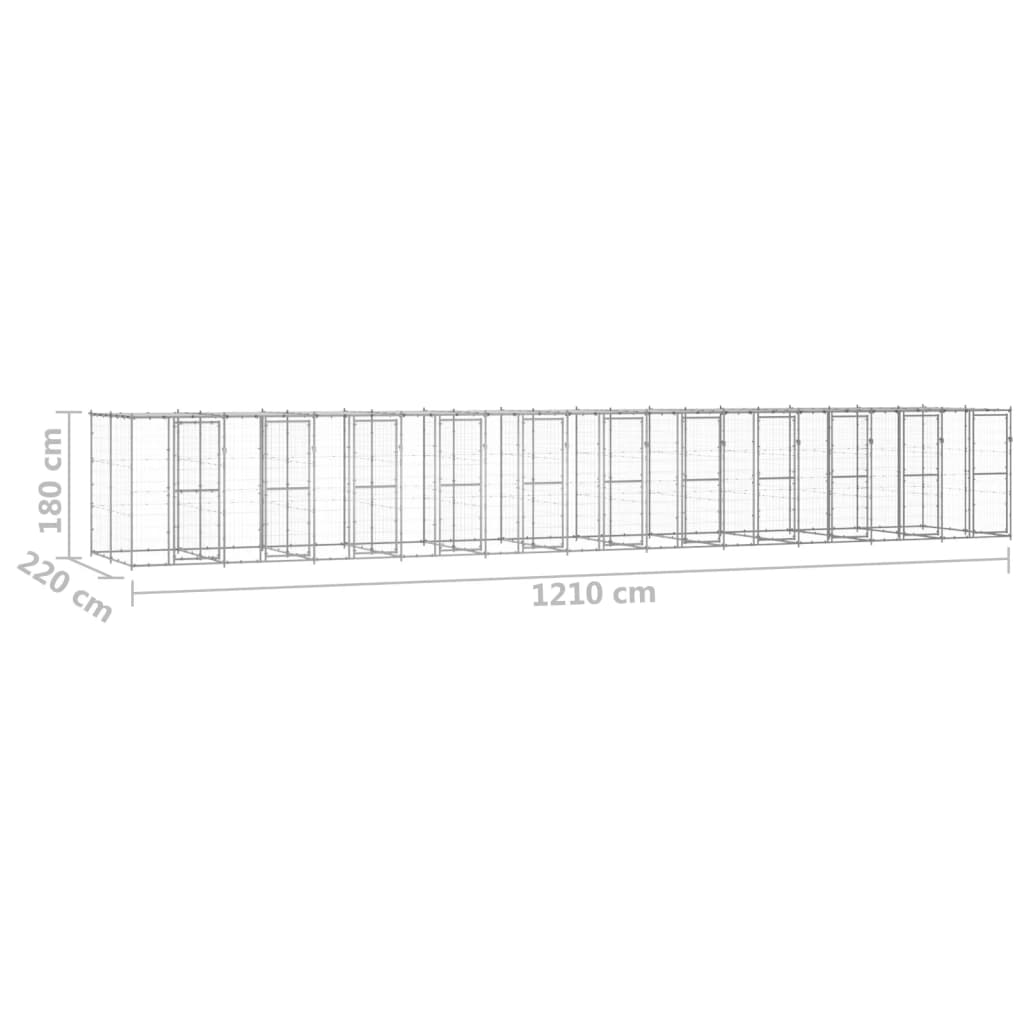 Outdoor Dog Kennel Galvanised Steel with Roof 26.62 m?