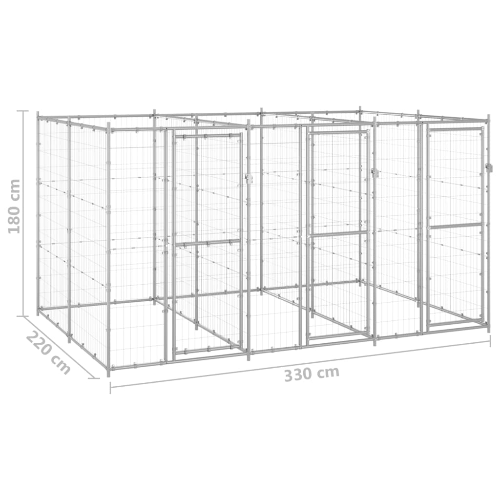 Outdoor Dog Kennel Galvanised Steel 7.26 m?