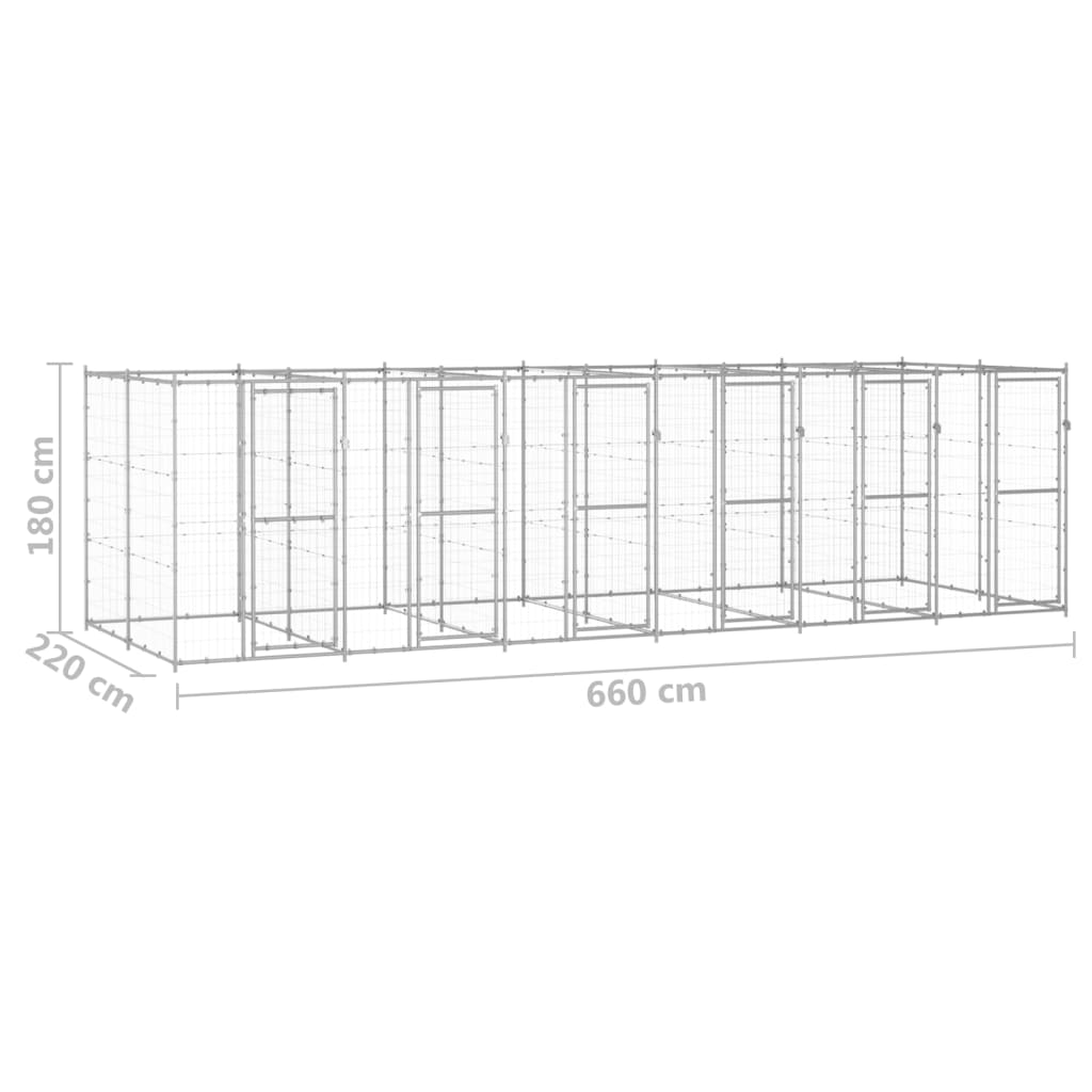 Outdoor Dog Kennel Galvanised Steel 14.52 m?