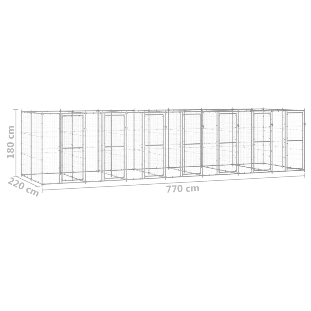 Outdoor Dog Kennel Galvanised Steel 16.94 m?