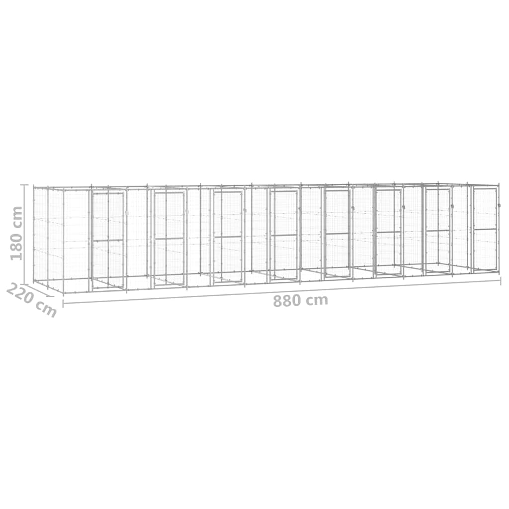 Outdoor Dog Kennel Galvanised Steel 19.36 m?