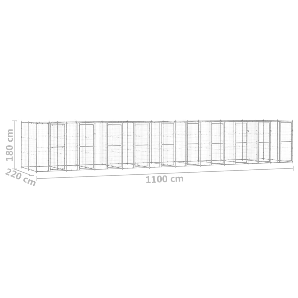 Outdoor Dog Kennel Galvanised Steel 24.2 m?