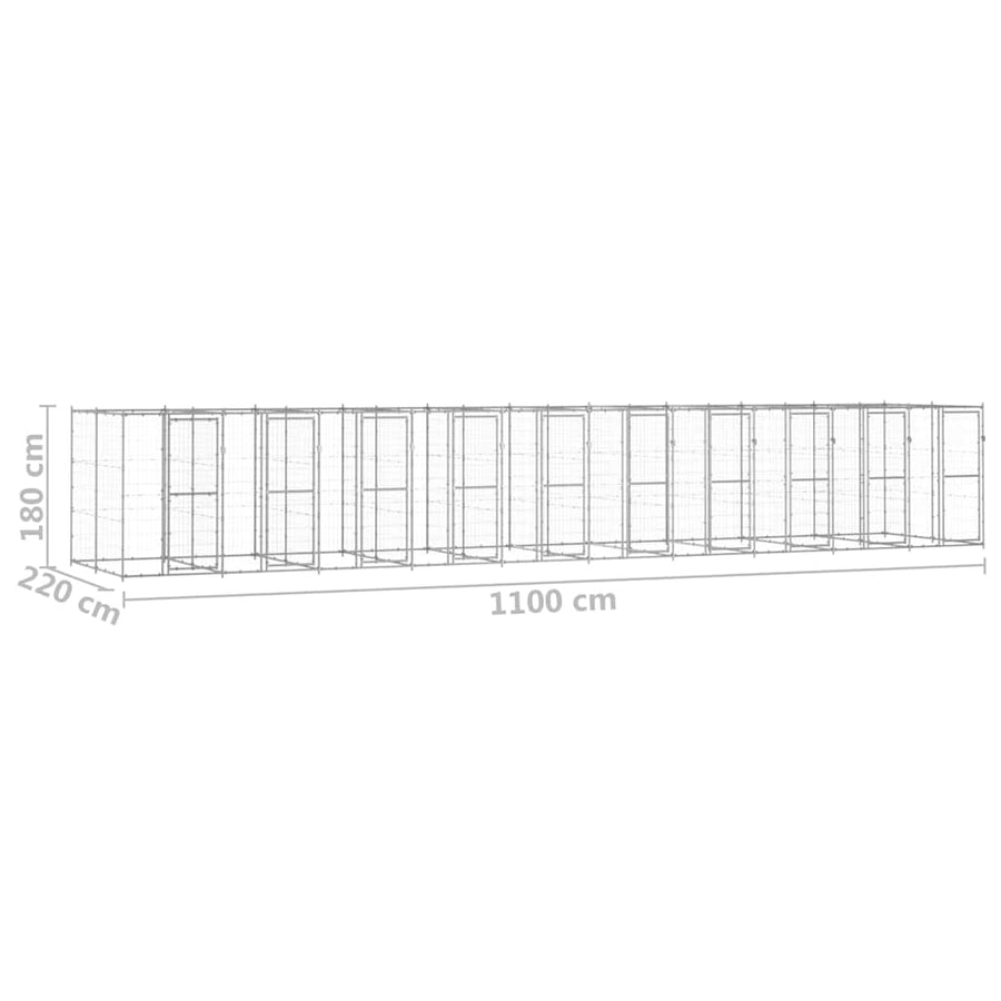 Outdoor Dog Kennel Galvanised Steel 24,2 m²