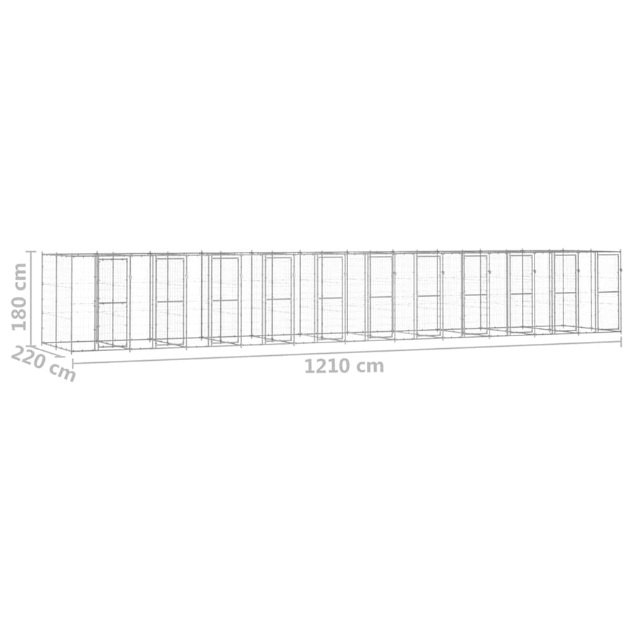Outdoor Dog Kennel Galvanised Steel 26,62 m²
