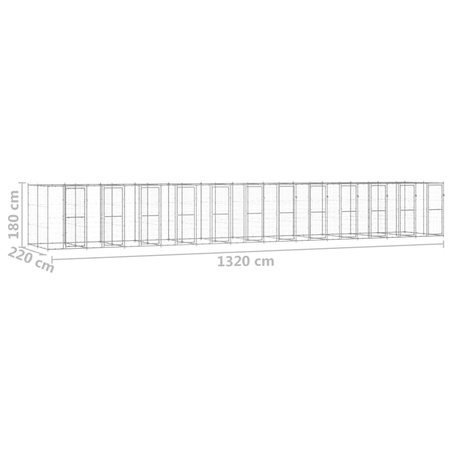 Outdoor Dog Kennel Galvanised Steel 29,04 m²