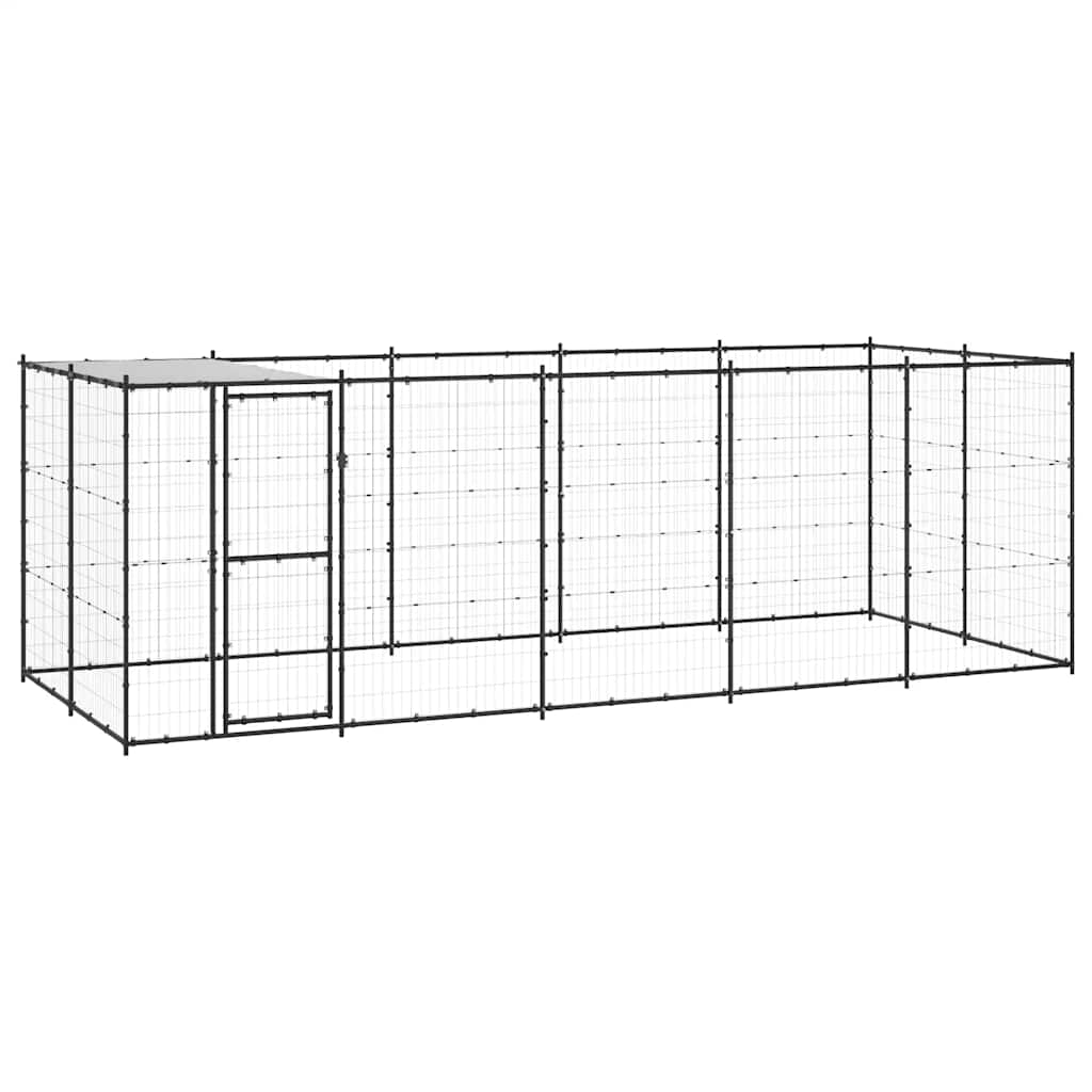 Outdoor Dog Kennel Steel with Roof 12.1 m?