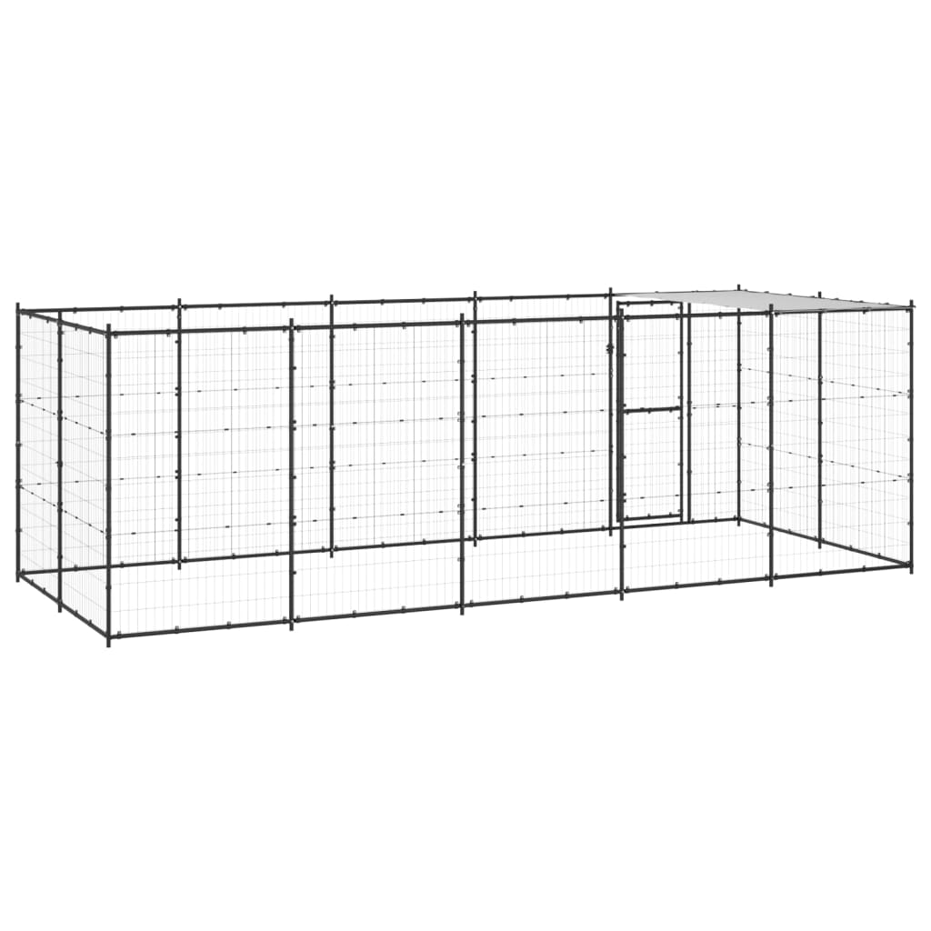 Outdoor Dog Kennel Steel with Roof 12.1 m?