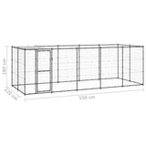 Outdoor Dog Kennel Steel with Roof 12.1 m² - Rear View