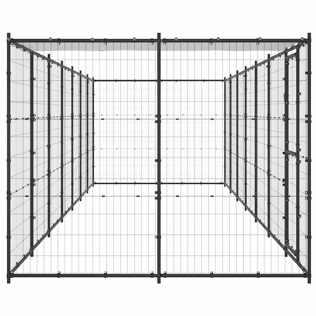 Outdoor Dog Kennel Steel with Roof 16.94 m?