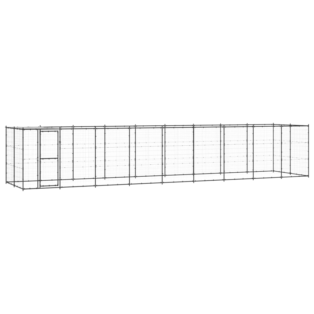 Outdoor Dog Kennel Steel with Roof 21.78 m?