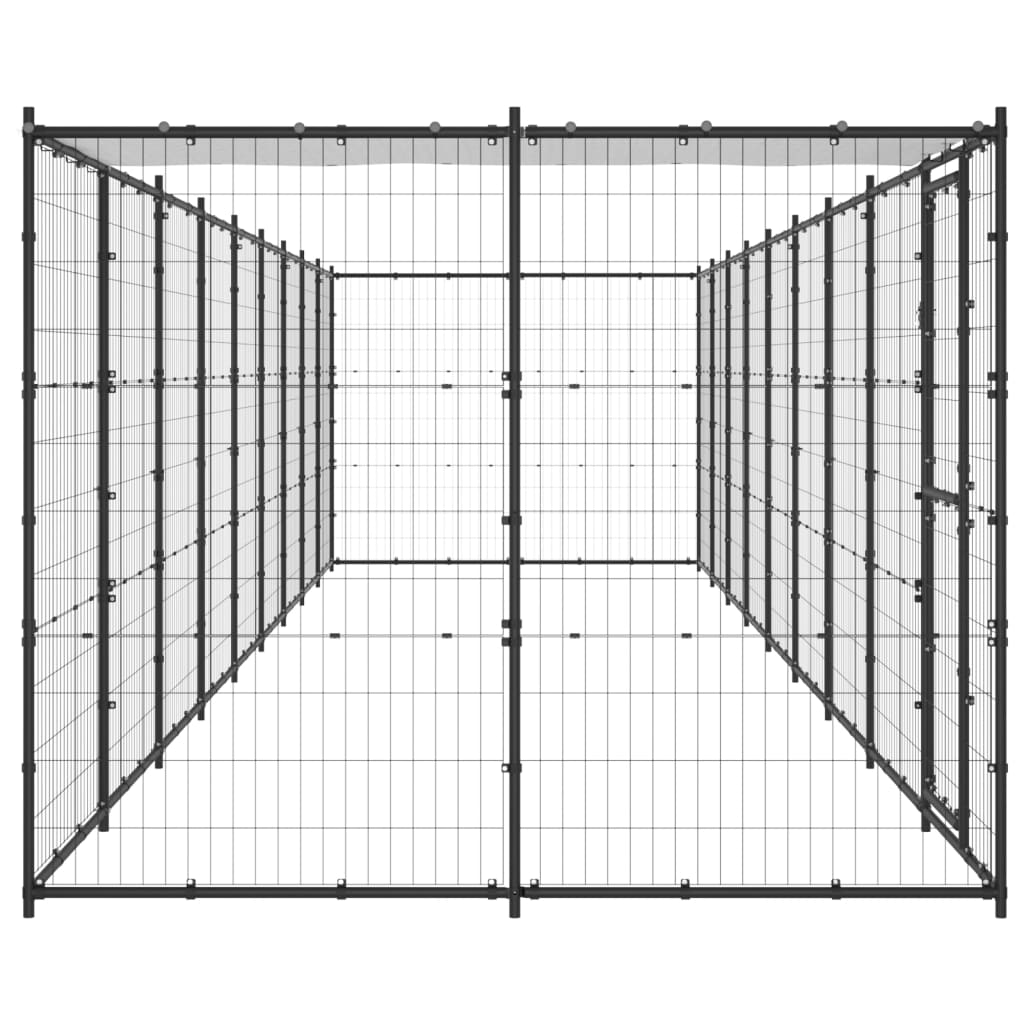 Outdoor Dog Kennel Steel with Roof 21.78 m?