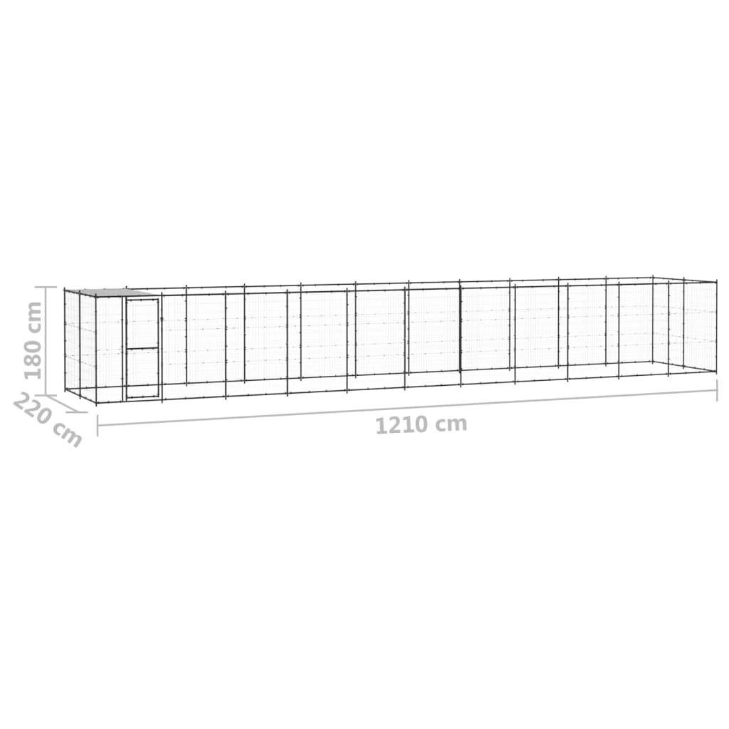 Outdoor Dog Kennel Steel with Roof 26.62 m?
