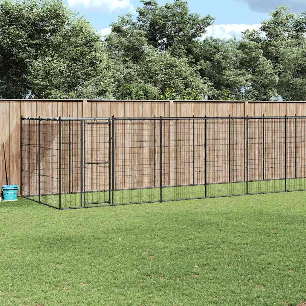 Outdoor Dog Kennel Steel with Roof 26.62 m?