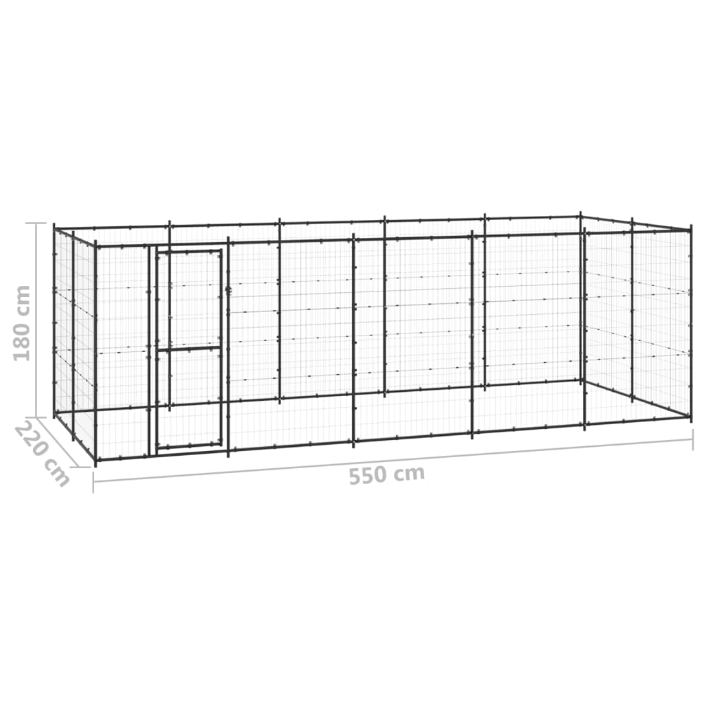 Outdoor Dog Kennel Steel 12.1 m?