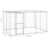 Outdoor Dog Kennel Galvanised Steel with Roof 7.26 m² - Rear View