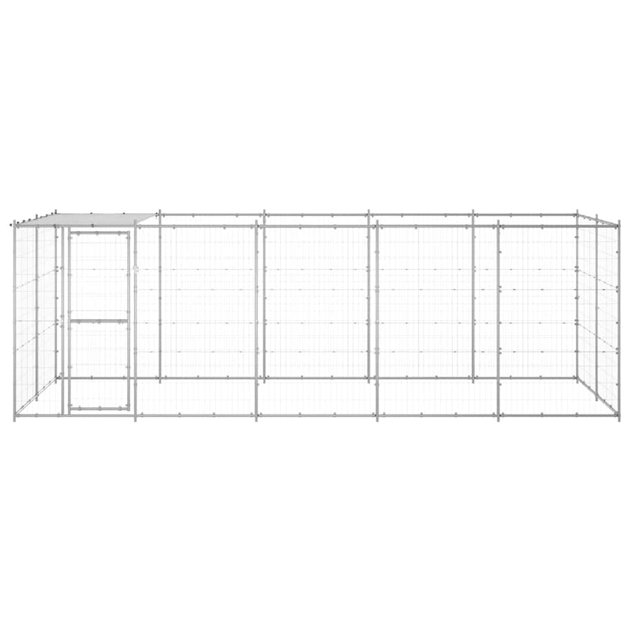 Outdoor Dog Kennel Galvanised Steel with Roof 12,1 m²