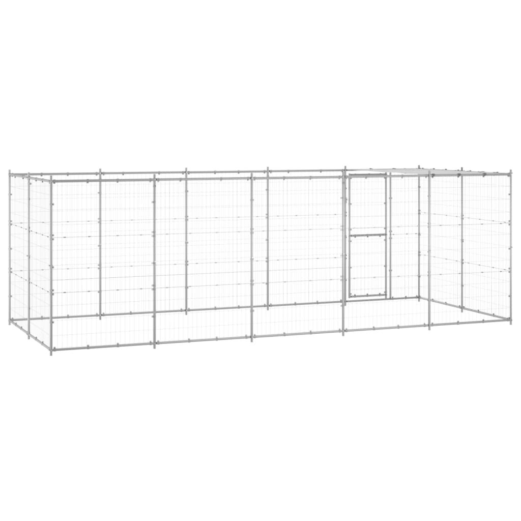 Outdoor Dog Kennel Galvanised Steel with Roof 12.1 m?