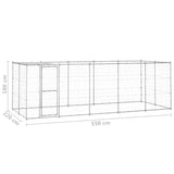 Outdoor Dog Kennel Galvanised Steel with Roof 12.1 m² - Rear View