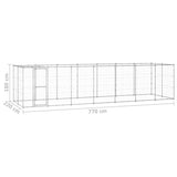 Outdoor Dog Kennel Galvanised Steel with Roof 16.94 m?