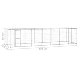 Outdoor Dog Kennel Galvanised Steel with Roof 16.94 m² - Rear View