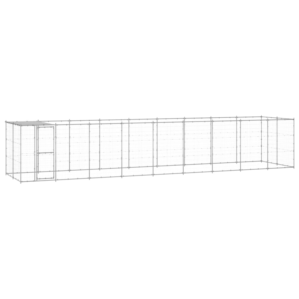 Outdoor Dog Kennel Galvanised Steel with Roof 21.78 m?