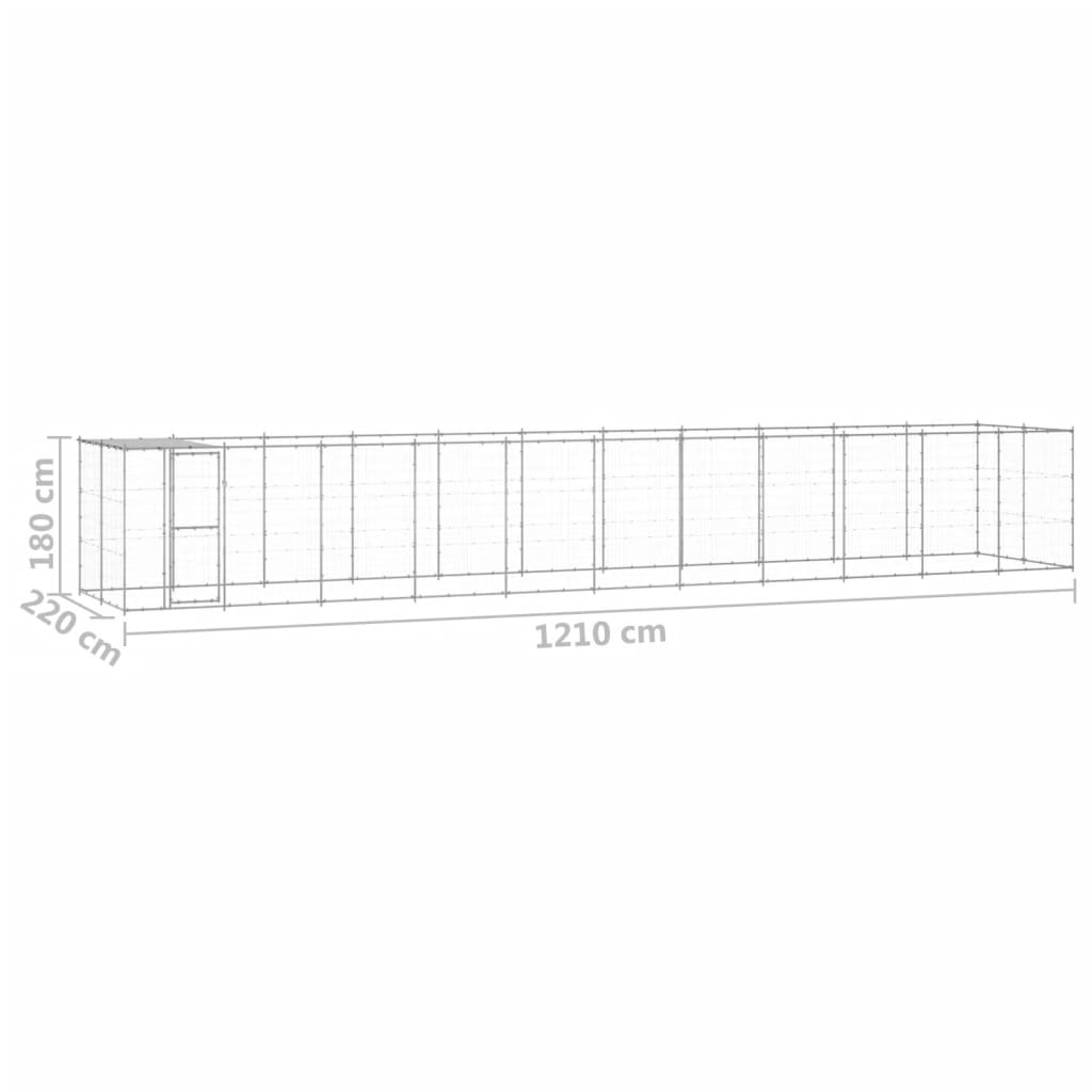 Outdoor Dog Kennel Galvanised Steel with Roof 26.62 m?