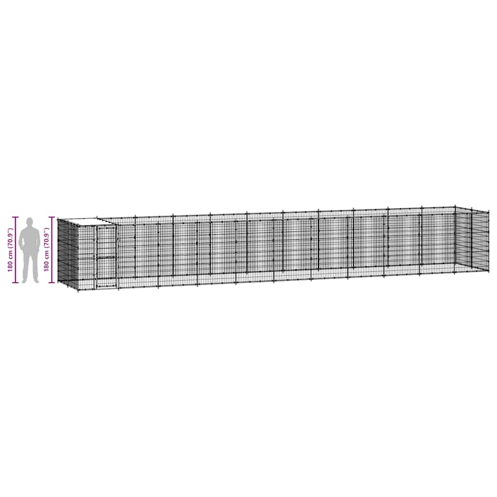 Outdoor Dog Kennel Galvanised Steel with Roof 26.62 m?