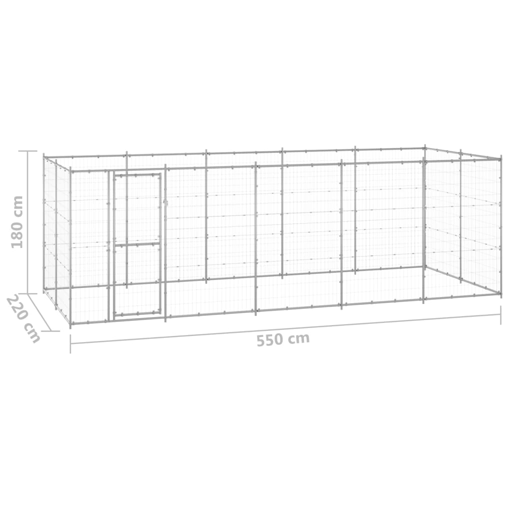 Outdoor Dog Kennel Galvanised Steel 12.1 m?