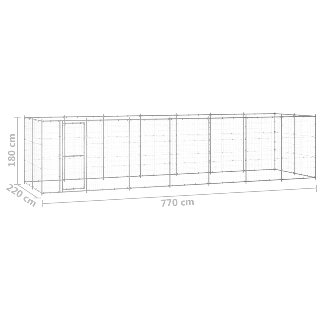 Outdoor Dog Kennel Galvanised Steel 16.94 m?