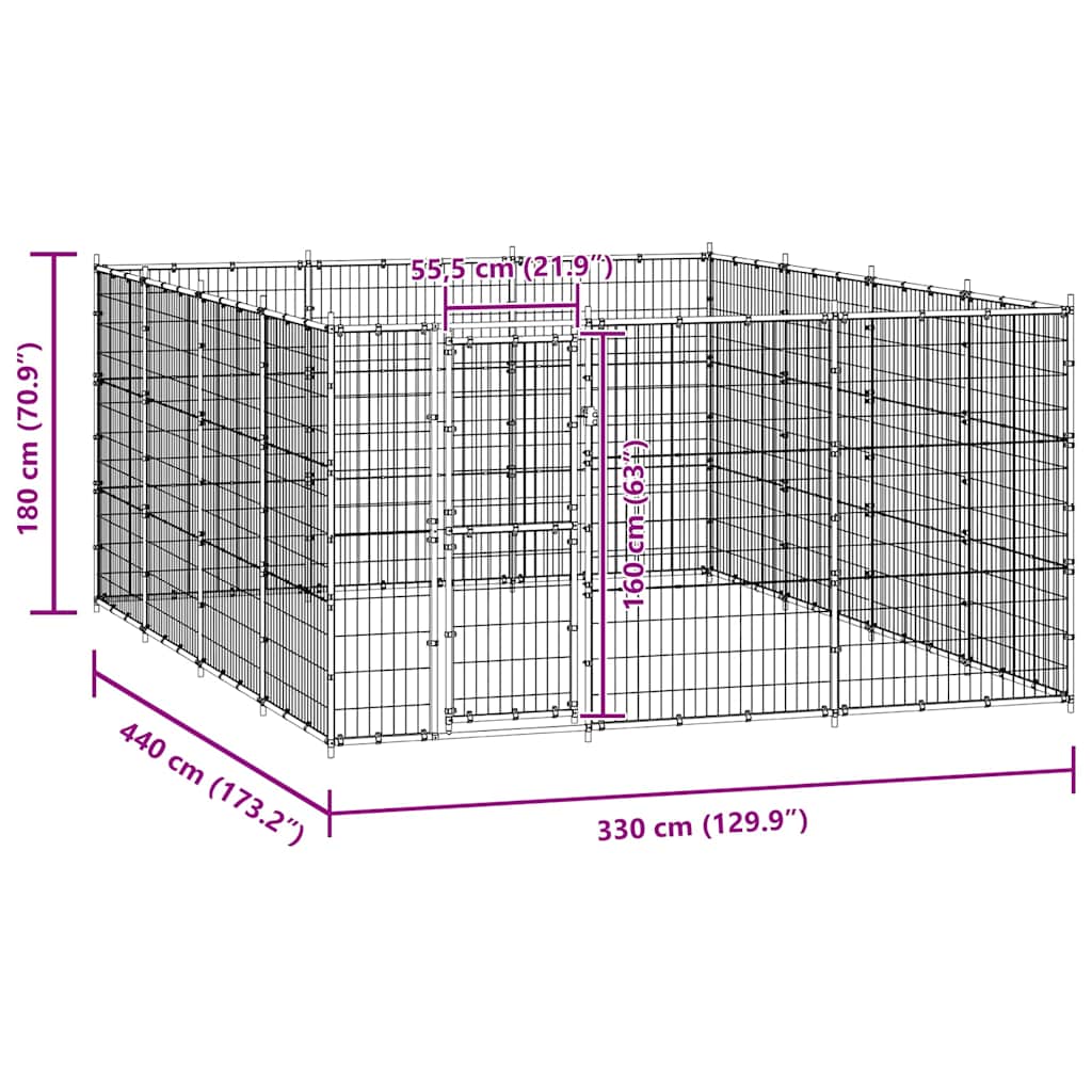Outdoor Dog Kennel Steel 14.52 m?