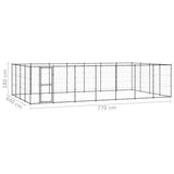 Outdoor Dog Kennel Steel 33.88 m² - Rear View