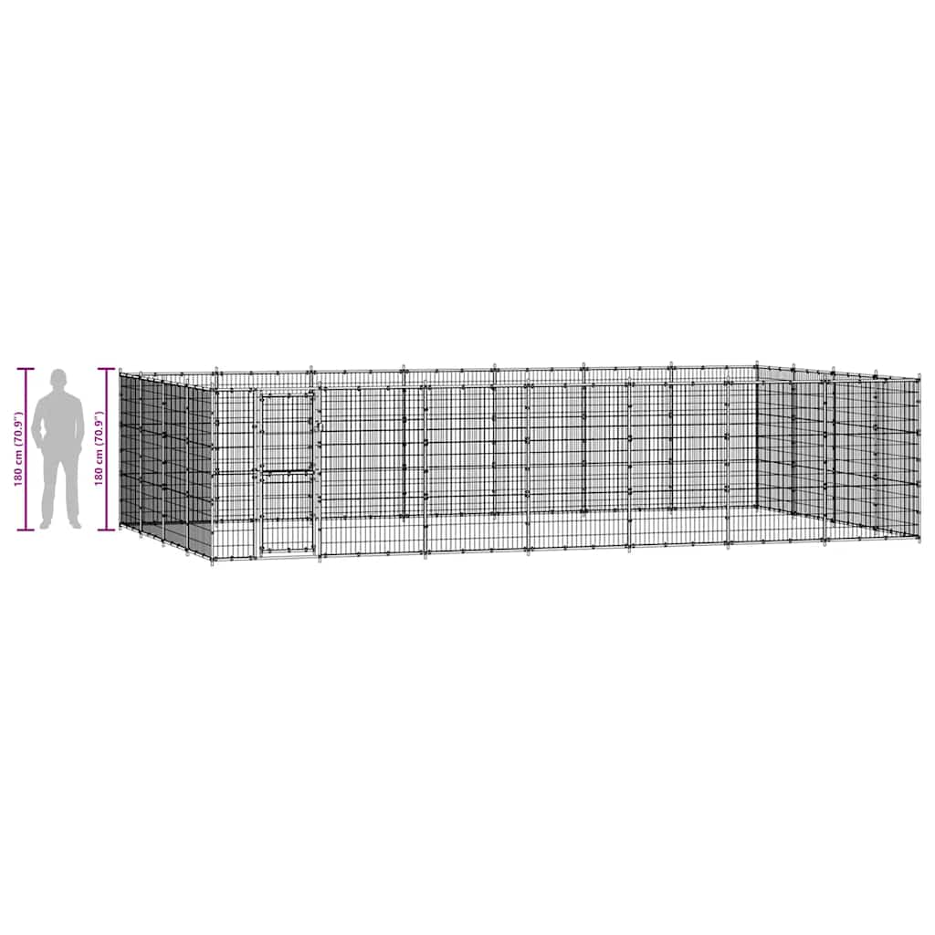Outdoor Dog Kennel Steel 33.88 m?