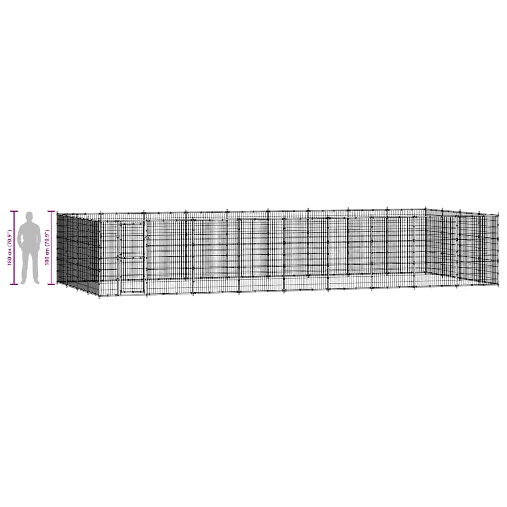 Outdoor Dog Kennel Steel 43.56 m?