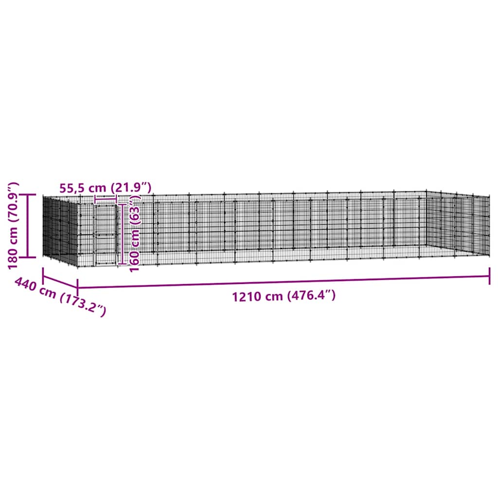 Outdoor Dog Kennel Steel 53.24 m?