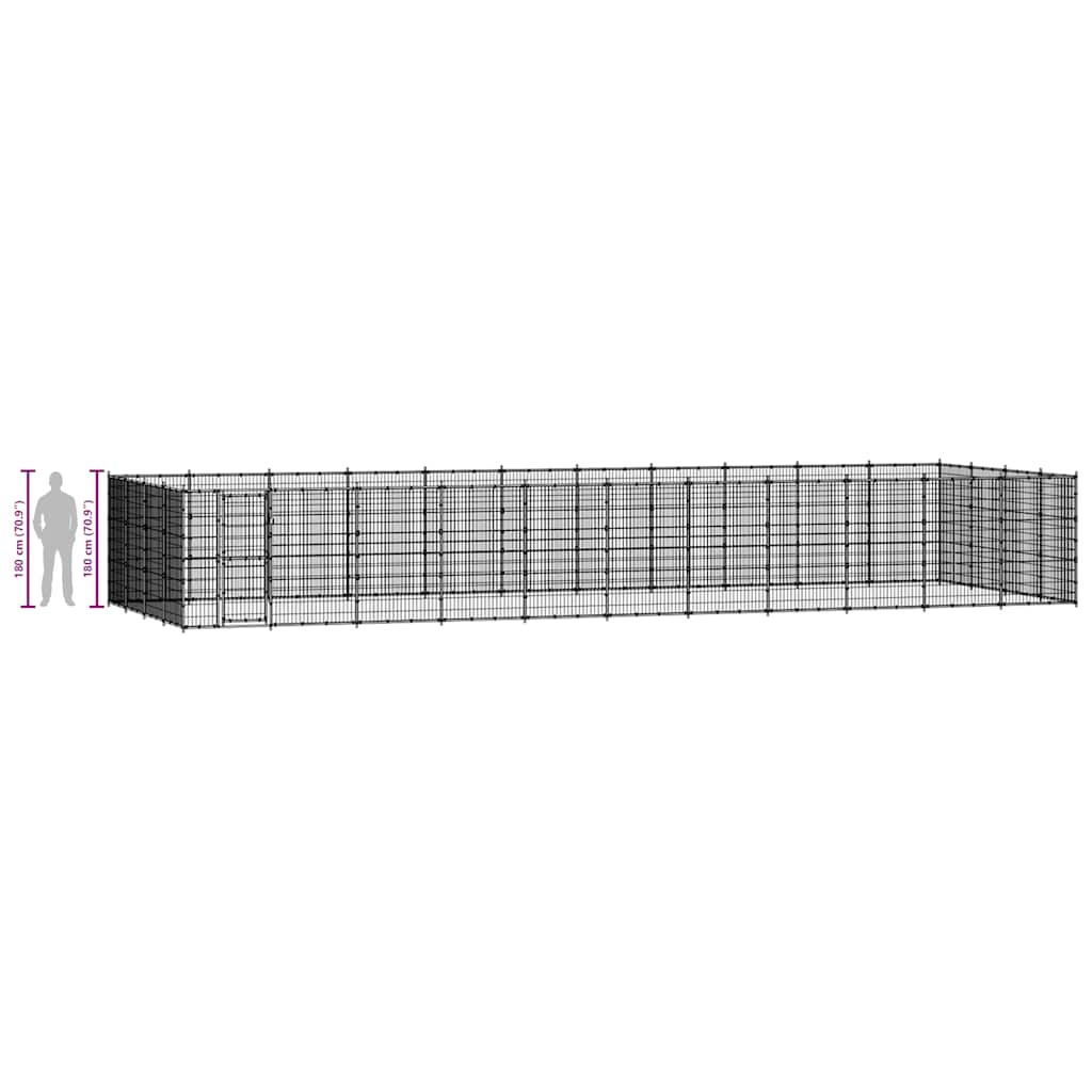 Outdoor Dog Kennel Steel 53.24 m?