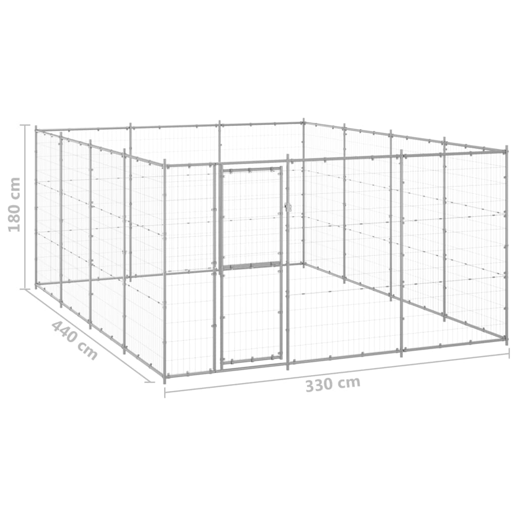 Outdoor Dog Kennel Galvanised Steel 14.52 m?